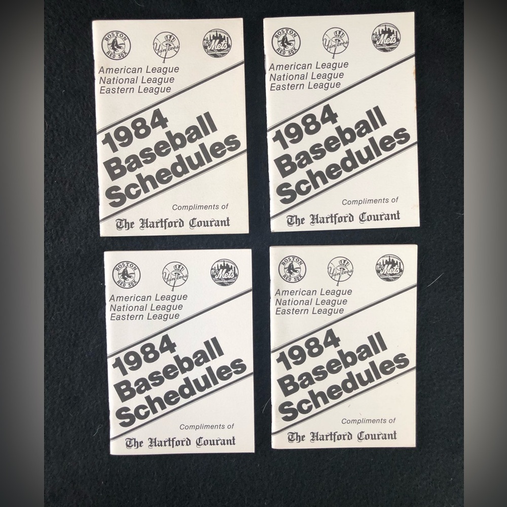 Vintage 1984 Baseball Schedules from The Hartford Current